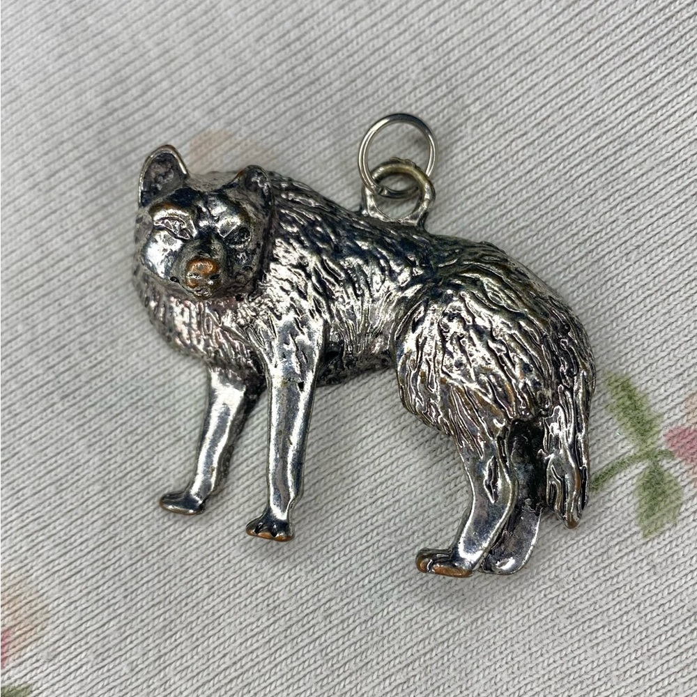 Vintage Y2K Hot Topic Whimsygoth Goth Witchy Silver Wolf Necklace Charm Pendant
